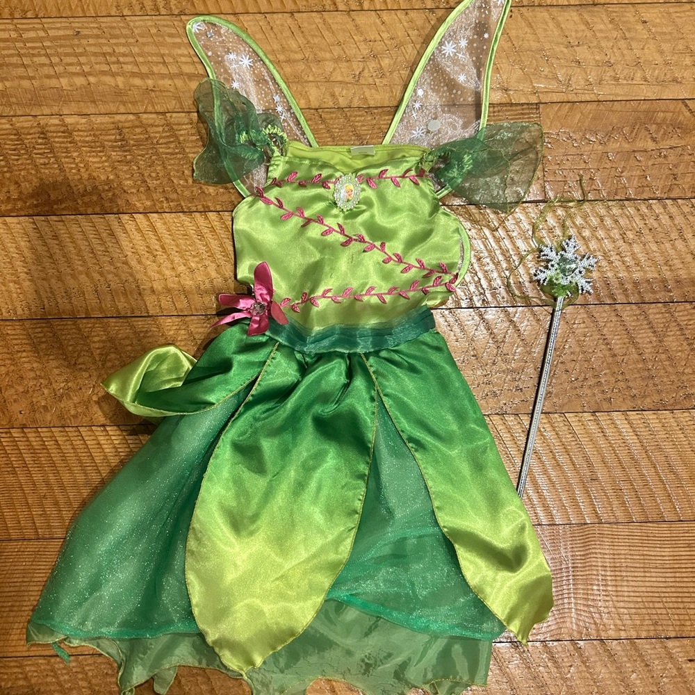 Tinker Bell Dress with attachable wings and wand